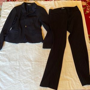 Pant suit navy blue with stripes